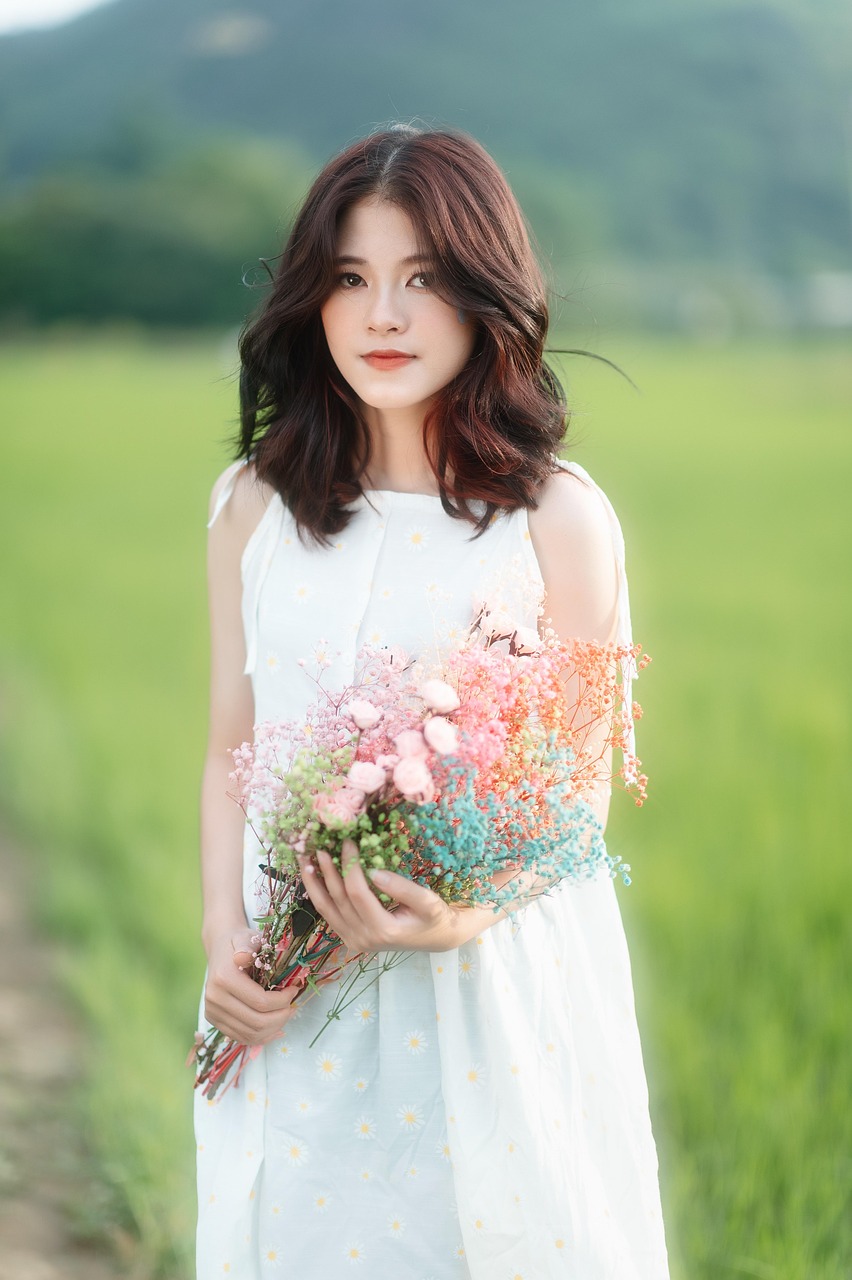 vietnamese woman, flowers, portrait, outdoors, nature, asian woman, asia, bouquet, vietnam, flower wallpaper, woman, field, beautiful flowers, asian woman, asian woman, flower background, asian woman, asian woman, asian woman, woman